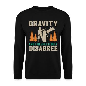 Schwerkraft und ich respektvoll widersprechen Arbo - Unisex Pullover - Schwarz - Vorne - Alina (178cm) & Michal (187cm)