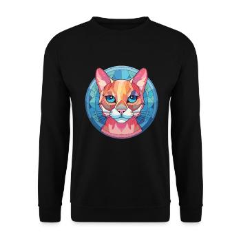 Singapura Katze bunte Aquarell-Haustier-Illustration - Unisex Pullover - Schwarz - Vorne - Alina (178cm) & Michal (187cm)