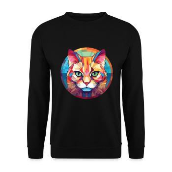 Singapura Katze bunte Aquarell-Haustier-Illustration - Unisex Pullover - Schwarz - Vorne - Alina (178cm) & Michal (187cm)