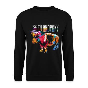 Robustes Shetlandpony Inselrasse - Unisex Pullover - Schwarz - Vorne - Alina (178cm) & Michal (187cm)