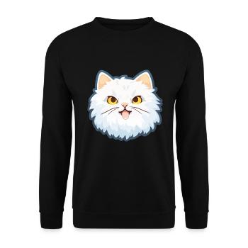 Selkirk Rex Katze Cartoon Aquarell Illustration - Unisex Pullover - Schwarz - Vorne - Alina (178cm) & Michal (187cm)