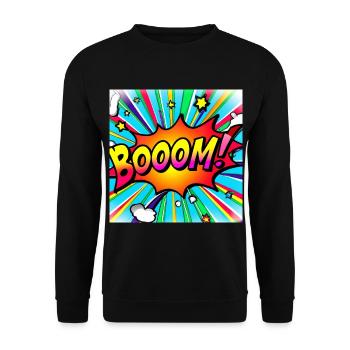 regenbogenstrahl comic style mit kaboom - Unisex Pullover - Schwarz - Vorne - Alina (178cm) & Michal (187cm)
