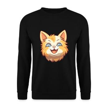American Bobtail Katze Karikatur Aquarell Clipart - Unisex Pullover - Schwarz - Vorne - Alina (178cm) & Michal (187cm)