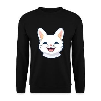 Ägäische Katze Karikatur Aquarell Illustration - Unisex Pullover - Schwarz - Vorne - Alina (178cm) & Michal (187cm)