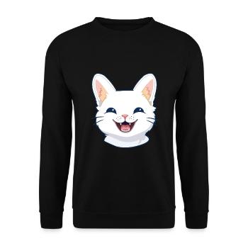 Ägäische Katze Karikatur Aquarell Illustration - Unisex Pullover - Schwarz - Vorne - Alina (178cm) & Michal (187cm)