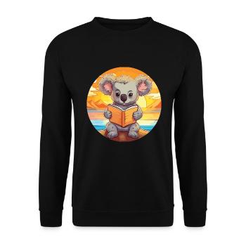 Koala Niedliche Lustige Karikatur Kawaii Buch Strand - Unisex Pullover - Schwarz - Vorne - Alina (178cm) & Michal (187cm)