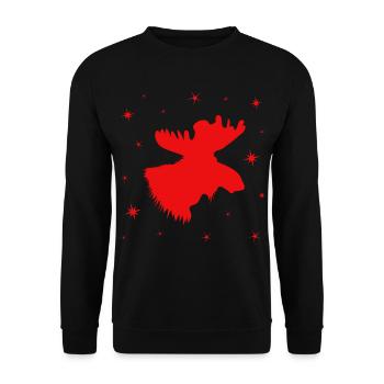 Elch Rentier Hirsch - Unisex Pullover - Schwarz - Vorne - Alina (178cm) & Michal (187cm)