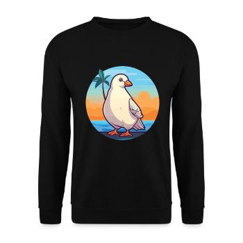 Taube Lustige Karikatur Kawaii Strand Illustration - Unisex Pullover - Schwarz - Vorne - Alina (178cm) & Michal (187cm)