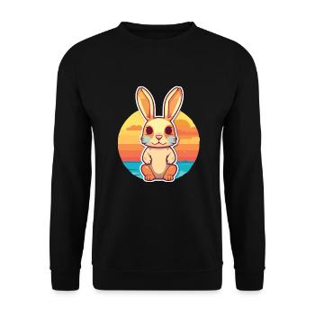 Hase lustige Karikatur Kawaii Strand Illustration - Unisex Pullover - Schwarz - Vorne - Alina (178cm) & Michal (187cm)