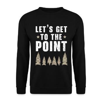 Kommen wir zur Sache Pfeilspitzenjagd - Unisex Pullover - Schwarz - Vorne - Alina (178cm) & Michal (187cm)