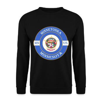 Minnetonka Minnesota Flagge USA Souvenir Abzeichen - Unisex Pullover - Schwarz - Vorne - Alina (178cm) & Michal (187cm)