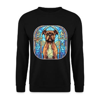 Bunte Boxerhundrasse Aquarellglasmalerei - Unisex Pullover - Schwarz - Vorne - Alina (178cm) & Michal (187cm)