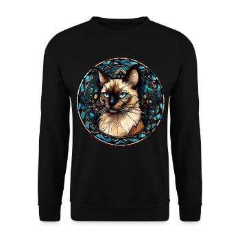 Balinesische Katzenrasse Aquarellglas - Unisex Pullover - Schwarz - Vorne - Alina (178cm) & Michal (187cm)