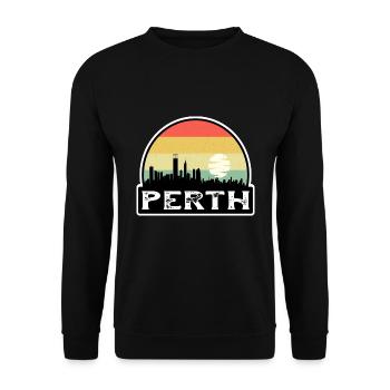 Perth Australien Flagge Skyline Reise-Souvenir - Unisex Pullover - Schwarz - Vorne - Alina (178cm) & Michal (187cm)