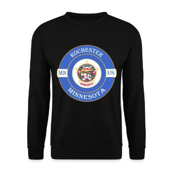 Rochester Minnesota Flagge USA Reise Souvenir Abzeichen - Unisex Pullover - Schwarz - Vorne - Alina (178cm) & Michal (187cm)