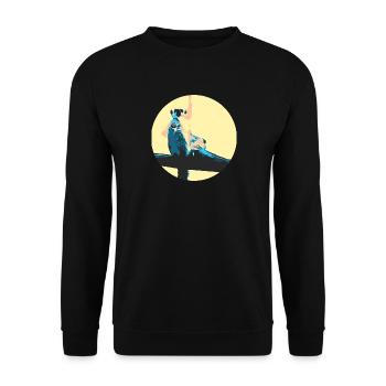 chilling Katta - retro - Lemur - Affe - Halbaffe - - Unisex Pullover - Schwarz - Vorne - Alina (178cm) & Michal (187cm)