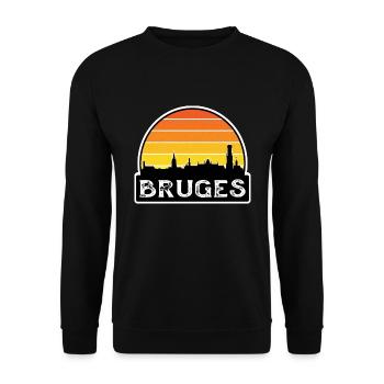 Brügge Belgien Flagge Skyline Reisesouvenir - Unisex Pullover - Schwarz - Vorne - Alina (178cm) & Michal (187cm)