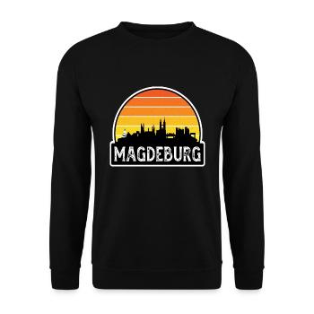 Magdeburg Deutschland Flagge Skyline Reisesouvenir - Unisex Pullover - Schwarz - Vorne - Alina (178cm) & Michal (187cm)