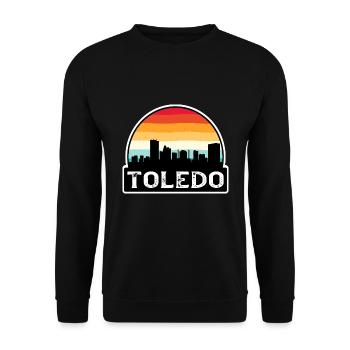 Toledo Ohio USA Flagge Skyline Reisesouvenir - Unisex Pullover - Schwarz - Vorne - Alina (178cm) & Michal (187cm)