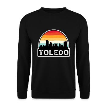 Toledo Ohio USA Flagge Skyline Reisesouvenir - Unisex Pullover - Schwarz - Vorne - Alina (178cm) & Michal (187cm)