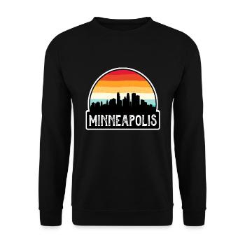 Minneapolis Minnesota USA Flagge Skyline Reisen Souv - Unisex Pullover - Schwarz - Vorne - Alina (178cm) & Michal (187cm)