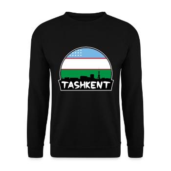 Taschkent Usbekistan Flagge Skyline Silhouette Reisen - Unisex Pullover - Schwarz - Vorne - Alina (178cm) & Michal (187cm)