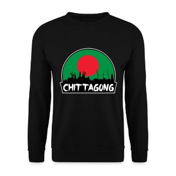 Chittagong Bangladesch Flagge Skyline Silhouette Trav - Unisex Pullover - Schwarz - Vorne - Alina (178cm) & Michal (187cm)
