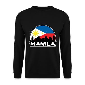 Manila Philippinen Flagge Skyline Silhouette Reisen - Unisex Pullover - Schwarz - Vorne - Alina (178cm) & Michal (187cm)