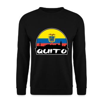 Quito Equador Flagge Skyline Silhouette Travel - Unisex Pullover - Schwarz - Vorne - Alina (178cm) & Michal (187cm)