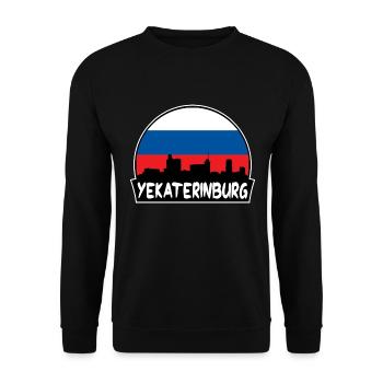 Jekaterinburg Russland Flagge Skyline Silhouette Trave - Unisex Pullover - Schwarz - Vorne - Alina (178cm) & Michal (187cm)