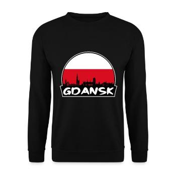 Danzig Polen Flagge Skyline Silhouette Reiseabzeichen - Unisex Pullover - Schwarz - Vorne - Alina (178cm) & Michal (187cm)