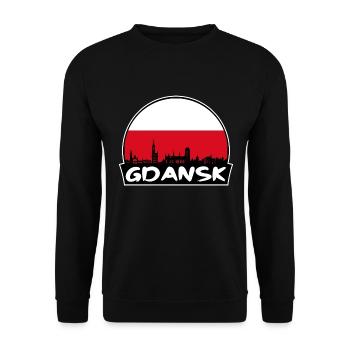 Danzig Polen Flagge Skyline Silhouette Reiseabzeichen - Unisex Pullover - Schwarz - Vorne - Alina (178cm) & Michal (187cm)
