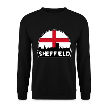 Sheffield England Flagge Skyline Silhouette Reisen - Unisex Pullover - Schwarz - Vorne - Alina (178cm) & Michal (187cm)