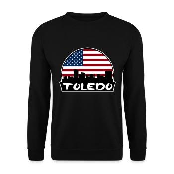 Toledo Ohio USA Flagge Skyline Silhouette Reisen - Unisex Pullover - Schwarz - Vorne - Alina (178cm) & Michal (187cm)