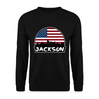 Jackson Mississippi Usa Flagge Skyline Silhouette Tr - Unisex Pullover - Schwarz - Vorne - Alina (178cm) & Michal (187cm)