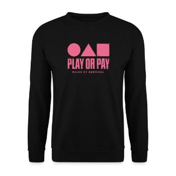 Squid Games - Play or Pay - Unisex Pullover - Schwarz - Vorne - Alina (178cm) & Michal (187cm)