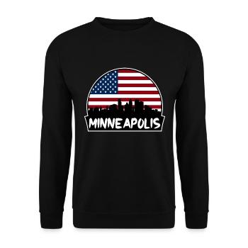 Minneapolis Minnesota USA Flagge Skyline Silhouette - Unisex Pullover - Schwarz - Vorne - Alina (178cm) & Michal (187cm)
