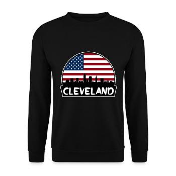 Cleveland, Ohio, USA, Flagge, Skyline, Silhouette, Reisen - Unisex Pullover - Schwarz - Vorne - Alina (178cm) & Michal (187cm)