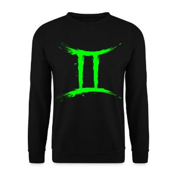 Sternzeichen Zwillinge Gemini Symbol Grün Hellgrün - Unisex Pullover - Schwarz - Vorne - Alina (178cm) & Michal (187cm)