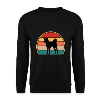 Indischer Paria Hundeliebhaber Silhouette Vintage Sonnenuntergang - Unisex Pullover - Schwarz - Vorne - Alina (178cm) & Michal (187cm)