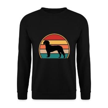 Deutsche Bracke Dog Love Silhouette Vintage Sunset - Unisex Pullover - Schwarz - Vorne - Alina (178cm) & Michal (187cm)