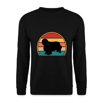 Clumber Spaniel Hund Liebe Silhouette Vintage Sonnenuntergang - Unisex Pullover - Schwarz - Vorne - Alina (178cm) & Michal (187cm)