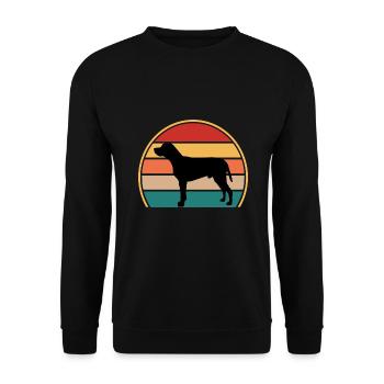 Braque du Bourbonnais Hund Silhouette Retro Sonnenuntergang - Unisex Pullover - Schwarz - Vorne - Alina (178cm) & Michal (187cm)