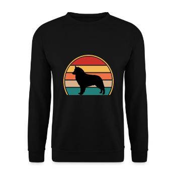 Böhmischer Schäferhund Liebe Silhouette Retro Sonnenuntergang - Unisex Pullover - Schwarz - Vorne - Alina (178cm) & Michal (187cm)