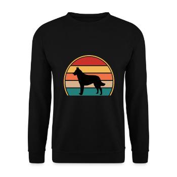 Belgischer Schäferhund Laekenois Hundesilhouette Retro - Unisex Pullover - Schwarz - Vorne - Alina (178cm) & Michal (187cm)