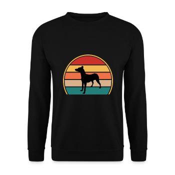 Andalusischer Jagdhund Liebhaber Silhouette Retro Sonnenuntergang - Unisex Pullover - Schwarz - Vorne - Alina (178cm) & Michal (187cm)