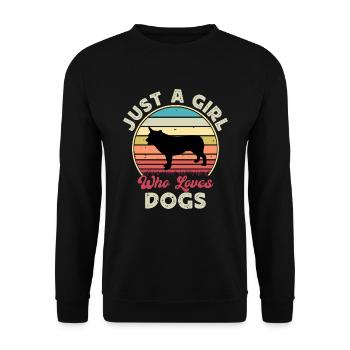 Australischer Cattle Hund Liebe Silhouette Retro Sonnenuntergang - Unisex Pullover - Schwarz - Vorne - Alina (178cm) & Michal (187cm)