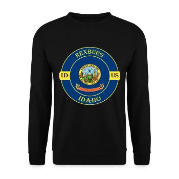 Rexburg Idaho Flagge USA Reise Souvenir Abzeichen - Unisex Pullover - Schwarz - Vorne - Alina (178cm) & Michal (187cm)