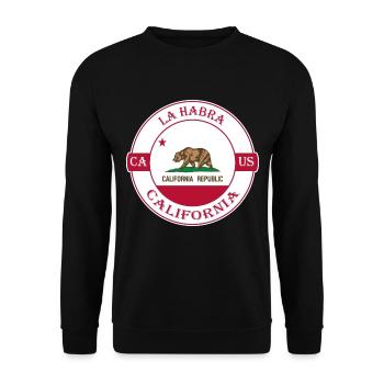 La Habra Kalifornien Flagge USA Reise Souvenir Abzeichen - Unisex Pullover - Schwarz - Vorne - Alina (178cm) & Michal (187cm)