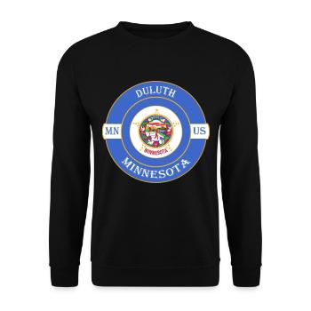 Duluth Minnesota Flagge USA Reise Souvenir Abzeichen - Unisex Pullover - Schwarz - Vorne - Alina (178cm) & Michal (187cm)